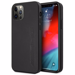 AMG Nahka Hot Stamped Kotelo iPhone 12 Pro Max - musta