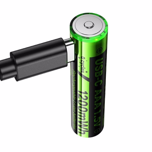 Rechargeable battery R3 (AAA) 320 mAh with USB C + cable USB A to 2 x USB C 2 pcs Hoco JA4 black