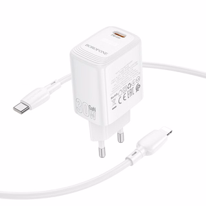 Borofone Wall charger BN28 Fuente - Type C - PD 30W with Type C to Lightning cable white