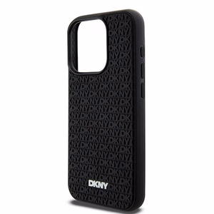 DKNY 3D Rubber Repeat Pattern Suojakuori iPhone 15 Pro:lle - Musta