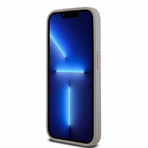 DKNY Nahkainen Mono Raita ja Metallinen Logo Suojakuori iPhone 15 Pro:lle - beige