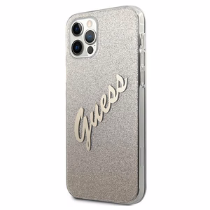 Guess GUHCP12LPCUGLSGO iPhone 12 Pro Max 6.7" kultainen/kultainen kovakotelo Glitter Gradientti Script