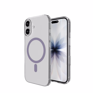 Puro Lite Mag TPU+PC suojakuori MagSafe-yhteensopiva iPhone 17:lle - läpinäkyvä vaaleanpunaisella renkaalla
