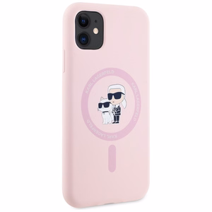 Karl Lagerfeld Silikoninen Karl&Choupette MagSafe iPhone 11:lle Suojakuori - Vaaleanpunainen
