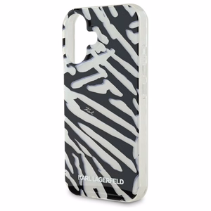 Karl Lagerfeld IML Zebra Pattern ja Cord iPhone 16 Suojakuori - Musta