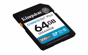 Kingston memory card 64GB SDXC Canvas Go Plus Gen4 200MB/s C10 UHS-I U3 V30