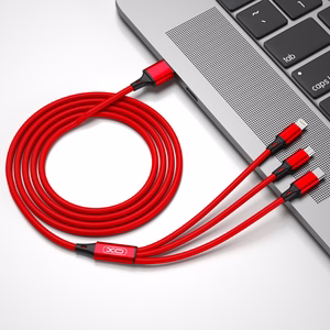XO kaapeli NB173 3in1 USB - Lightning + USB-C + microUSB 1,2 m 2,4A musta