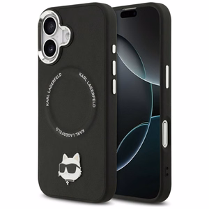 Karl Lagerfeld Choupette Pin MagSafe Suojakuori iPhone 17:lle - Musta
