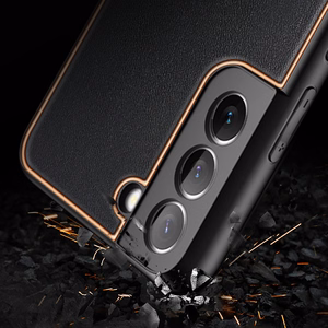 Dux Ducis Yolo tyylikäs suojus ekologisesta nahasta Samsung Galaxy S22 + (S22 Plus) punainen