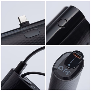 Ulkoinen akku Forcell F-Energy Power Plug F5K3 PD 20W 5000 mAh sisäänrakennetulla USB C -liittimellä musta