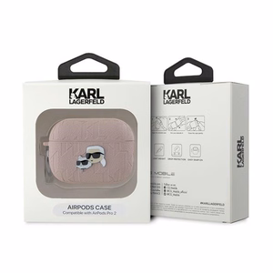 Karl Lagerfeld Monogram Karl & Choupette Head suojakuori AirPods Pro 2:lle - vaaleanpunainen
