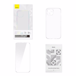 Läpinäkyvä kotelo ja karkaistu lasi setti Baseus Corning iPhone 14 Plus -puhelimelle
