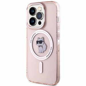 Karl Lagerfeld IML Choupette MagSafe Suojakuori iPhone 15 Pro:lle - vaaleanpunainen