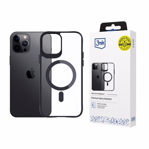 3mk Satin Armor MagCase MagSafe-suojakuori iPhone 12 Pro Max:lle - kirkas mustalla kehyksellä