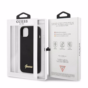 Guess GUHMP13MLSLMGBK iPhone 13 6.1" musta/musta kovakotelo Silikoni Script Gold Logo Magsafe