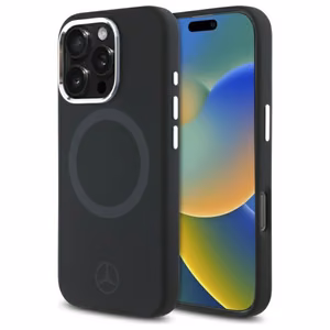 Mercedes Silikoninen Tonal Logo MagSafe suojakuori iPhone 16 Pro Max:lle - musta