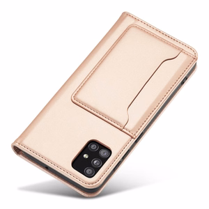 Magneettikorttikotelo Kotelo Samsung Galaxy A12 5G pussi lompakko kortin haltija vaaleanpunainen