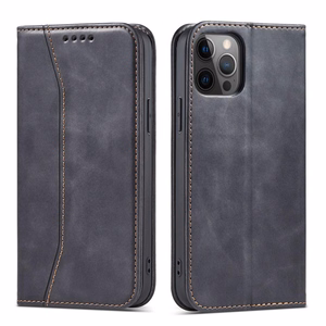 Magneetti Fancy Kotelo Kotelo iPhone 12 Pro Max pussi lompakko kortinhaltija Musta