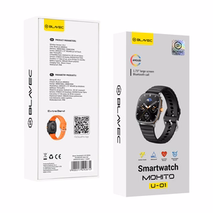 Blavec U-01 Mohito HD AMOLED Voice Call -älykello (SWU01-B), musta + 1 ranneke