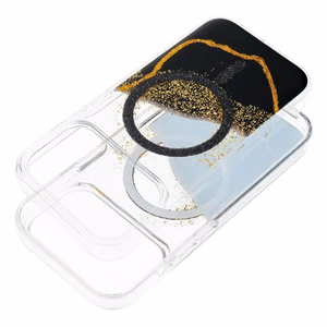 Case for iPhone 17 Pro Max / 18 Pro Max (low camera edge) Golden compatible with MagSafe black