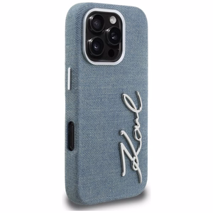 Karl Lagerfeld FW Jeans Signature Logo Suojakuori iPhone 16 Pro Max - sininen
