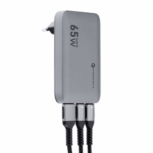 Puhelinlaturi Forcell F-Energy Ultra Slim GaN III 2 x USB C + USB A QC4.0 PD 4A 65W VT-47 harmaa 0INT