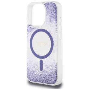 Guess HC Resin Bottom Glitter MagSafe Suojakuori iPhone 16 Pro Maxille - violetti
