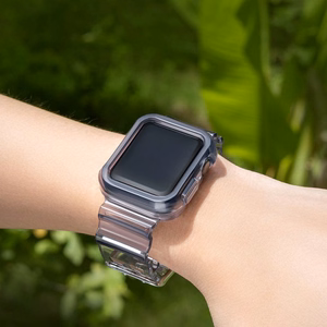 Silicone Band Strap Bracelet Case Strap Light Set for Apple Watch 44mm - Black