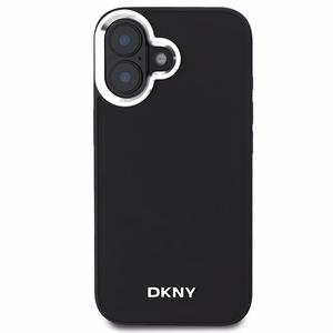 DKNY Plain Hopeinen Logo MagSafe iPhone 16:lle Suojakuori - Musta