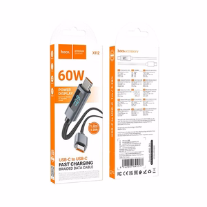 Hoco USB-C - USB-C -kaapeli 3A 60W näytöllä 1 m X112 - musta