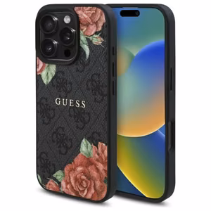 Guess GUHMP16XP4ROPEMCK iPhone 16 Pro Max 6.9" Musta/Musta Kova Suojakuori 4G Flowers Print MagSafe