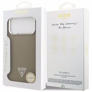 Guess Grained Triangle Logo MagSafe -kuori iPhone 17 Pro Max ruskea