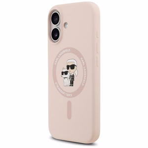 Karl Lagerfeld Silikoninen Karl&Choupette Ring MagSafe Suojakuori iPhone 17:lle - Vaaleanpunainen