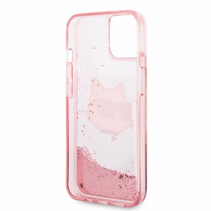 Karl Lagerfeld Glitter Choupette Head suojakuori iPhone 14 Plus:lle - vaaleanpunainen