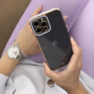 Muoti Kotelo iPhone 12 Gold Frame Gel Cover Punainen