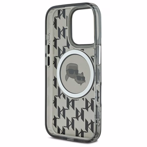 Karl Lagerfeld IML Monogram Karl ja Choupette Head MagSafe iPhone 16 Pro Suojakuori - Musta