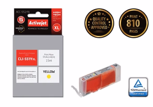 Activejet ACC-551YN – keltainen mustekasetti, korvaa tuotteen Canon CLI-551Y, 15 ml, Supreme