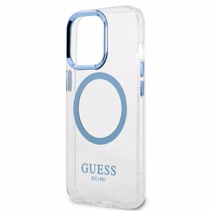 Guess GUHMP13LHTRMB iPhone 13 Pro / 13 6.1" sininen kovakuori Metal Outline MagSafe