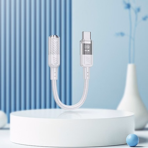Hoco LS37 - AUX-sovitin USB-C - Jack 3.5mm 0.15m (läpinäkyvä/harmaa)