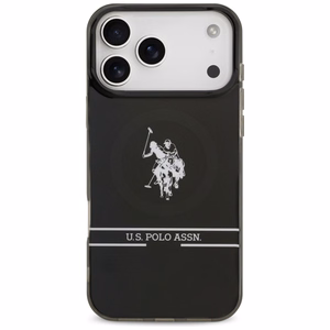 US Polo DH and Bottom Stripe Logo MagSafe Suojakuori iPhone 17 Pro Max:lle - Musta