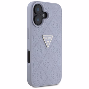 Guess Hot Stamp 4G Pattern Triangle Metal Logo iPhone 16 Suojakuori - violetti
