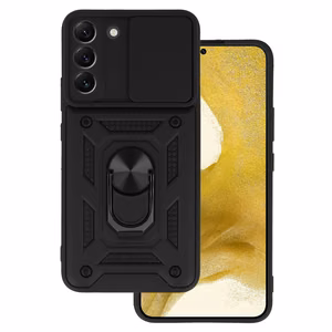 Slide Camera Armor Suojakuori Samsung Galaxy S22 Plus:lle musta