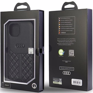 Audi Genuine Leather Suojakuori iPhone 14 6.1 musta/musta kova kuori AU-TPUPPCIP14-Q8/D1-BK