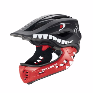 Rockbros TT-32005 Shark lasten pyöräilykypärä irrotettavalla leukasuojalla, koko M (54-58) - musta