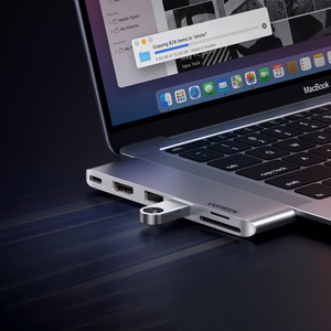 HUB Ugreen CM380 2xUSB C - HDMI/2xUSB 3.0/SD TF/USB C PD - gray