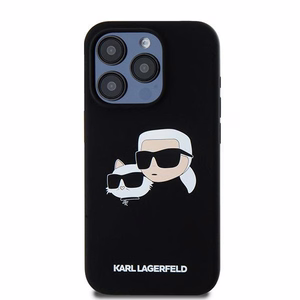 Karl Lagerfeld Silikoninen Karl & Choupette MagSafe Suojakuori iPhone 15 Pro Maxille - musta