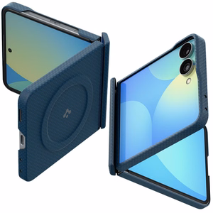 Spigen AirSkin Aramid MagFit MagSafe suojakuori mallille Samsung Galaxy Z Flip 8 – tummansininen