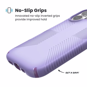 Speck Presidio Lux Grip MagSafe suojakuori iPhone 17 -laitteelle, Purple Fade / Magic Purple / New Poppy -värinen