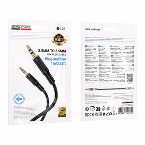 Borofone AUX-kaapeli BL25 Nice - jack 3,5mm - jack 3,5mm - 1 metri musta