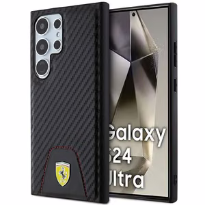 Ferrari Carbon Stitched Bottom suojakuori Samsung Galaxy S24 Ultra:lle - musta